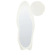 Specchio da parete in MDF bianco con cornice in vetro 57 x 160 cm Forma irregolare Decorativo a parete Pezzo d'arredo in stile moderno