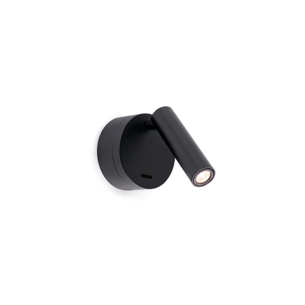 Faro Barcelona - Lampada da parete con braccio Boc Led integrato 3W - Metallo Verniciato, Camera da letto, 95lm, 3000K - Nera