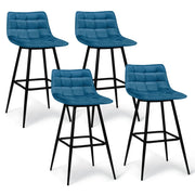 IDMarket - Set di 4 sgabelli da bar MADY in velluto blu