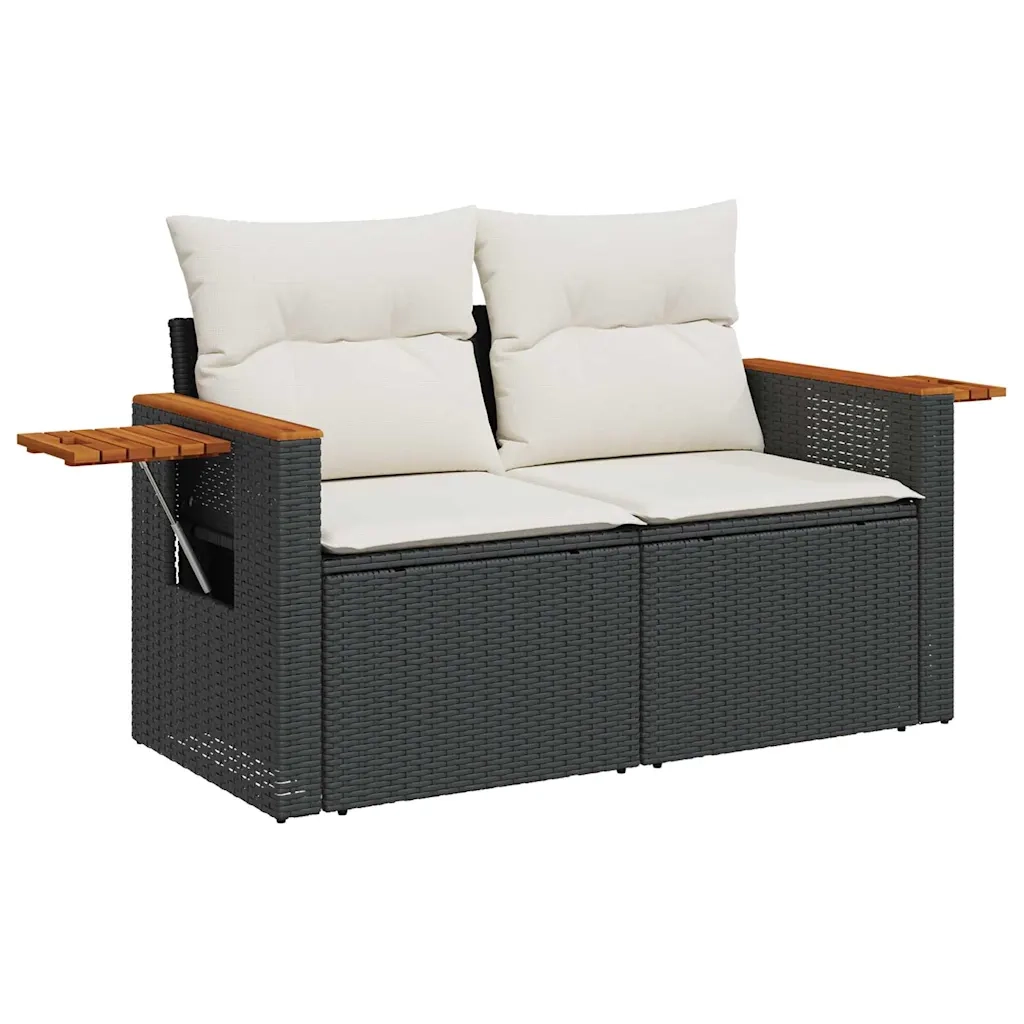 Set Divani da Giardino con Cuscini 7pz Nero Polyrattan 3325976