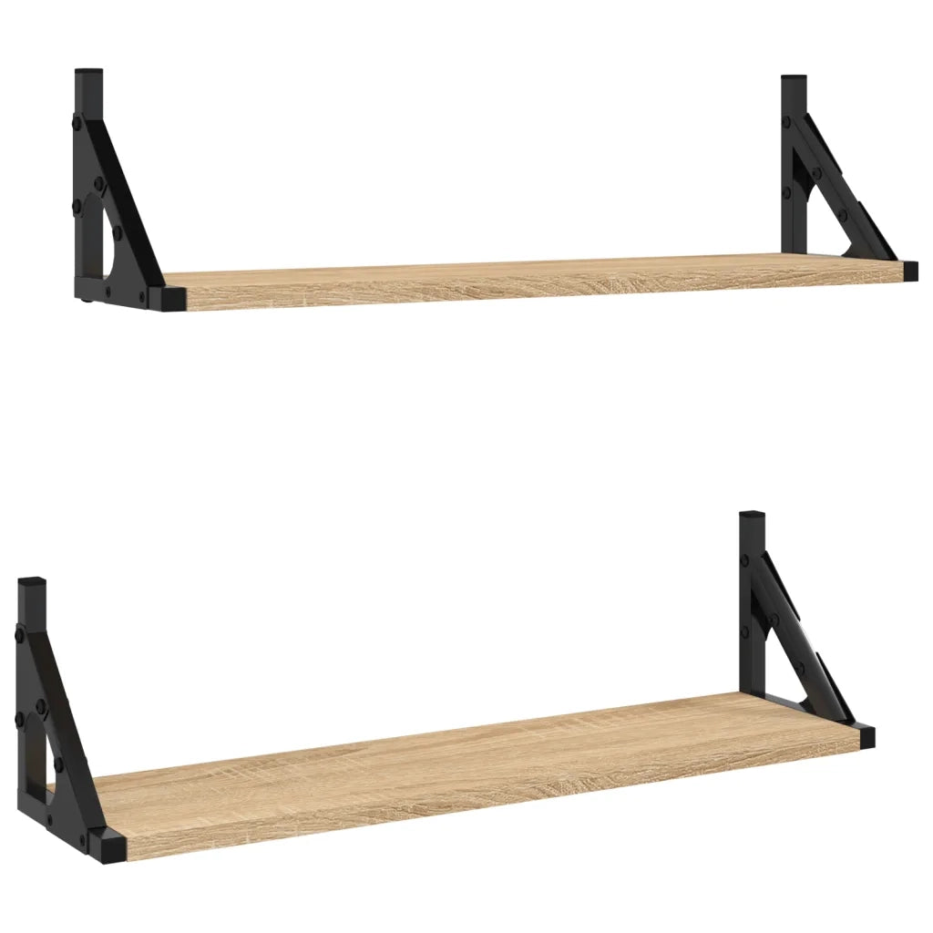 2 pz Mensole da Parete | Scaffali a Parete | Ripiano a parete Rovere Sonoma 60x15x15,5 cm