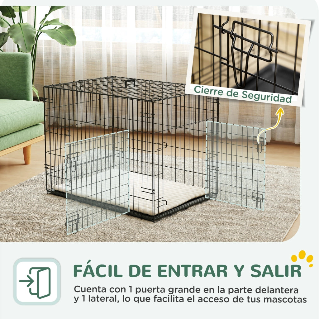 Cuccia per Cani Pieghevole con Cuscino ¨C zephmum ¨C Nero e Beige 75x48.5x53 cm
