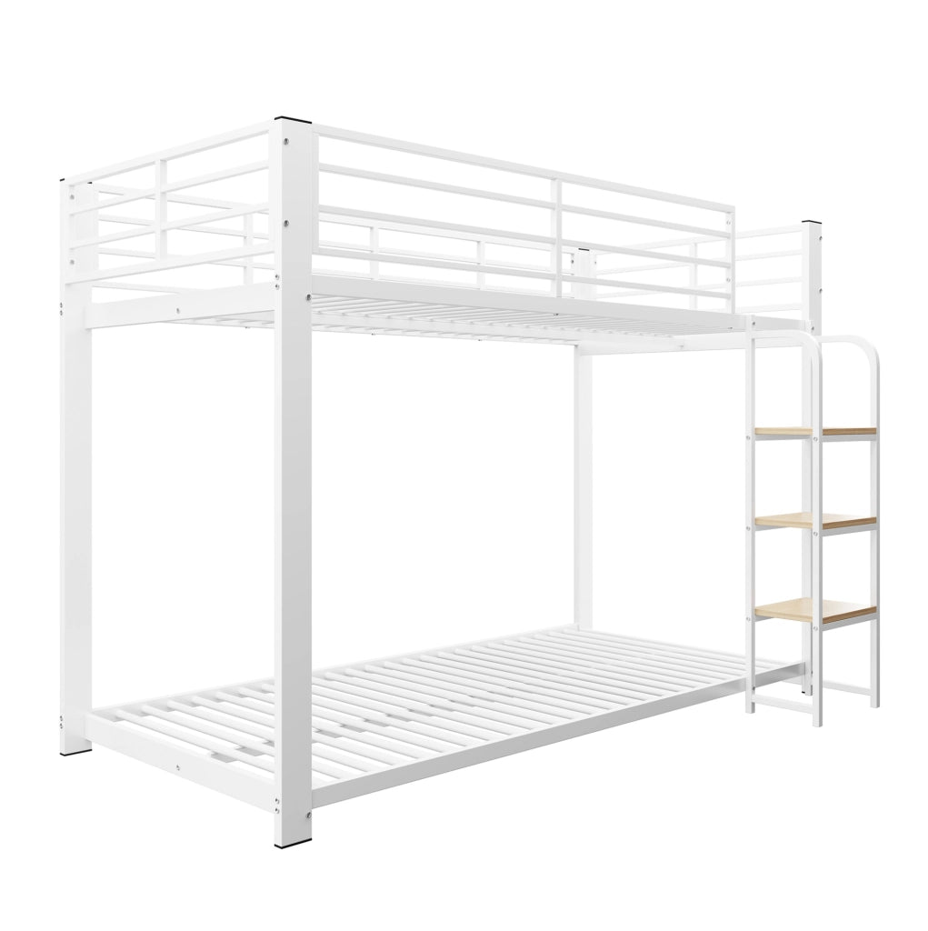 Letto a castello in metallo e MDF bianco noce 90 x 200 cm