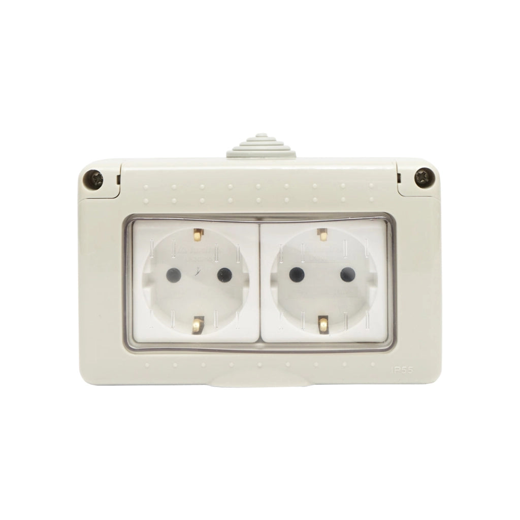 Doppia presa schuko PT IP55, 16A, 250V