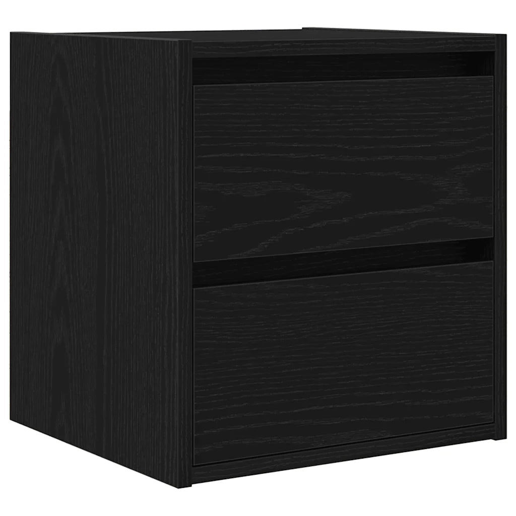 Comodino a Muro Rovere Nero 38x34x40 cm 861249