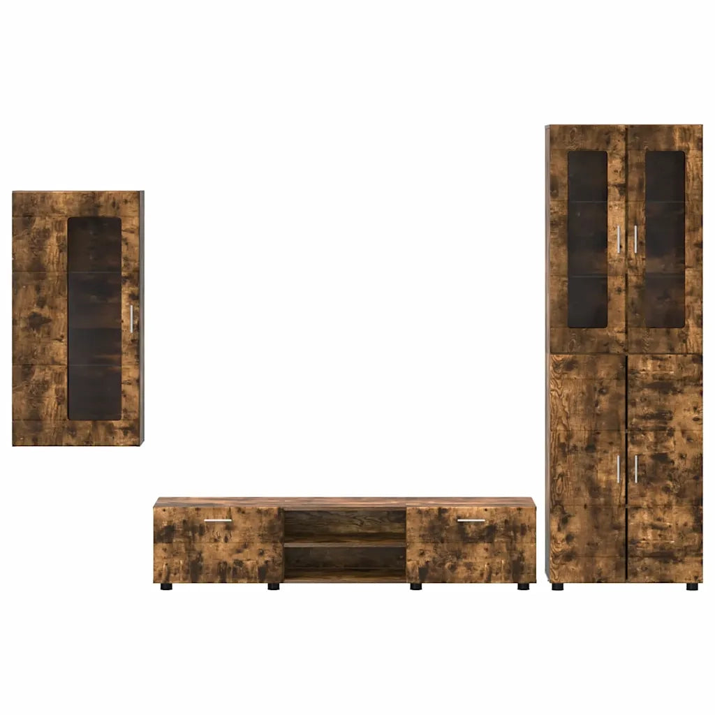 Set mobile TV FLORIN 3 pcs Rovere fumé Legno multistrato 3397969