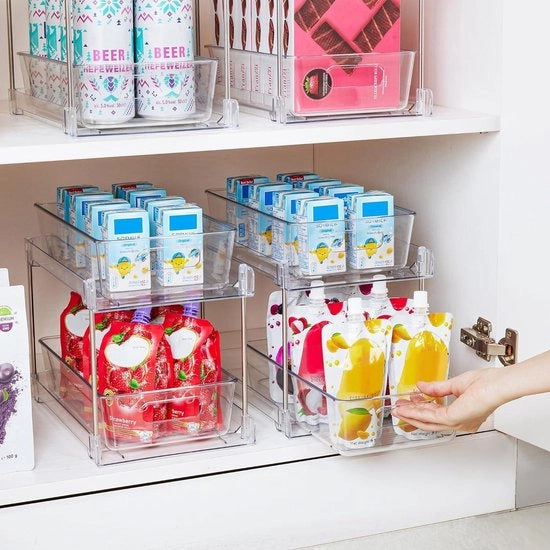 Organizzatore 2 Livelli per la Stanza da Bagno - Cassetto di Stoccaggio per la Stanza da Bagno - Cassetto per Medicinali - Scatola per Mobili da Bagno - Organizzazione Estensibile - 2 Pezzi