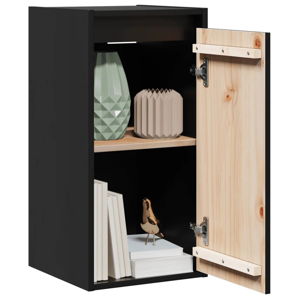Pensili 2 pz Neri 30x30x60 cm in Legno Massello di Pino 813494