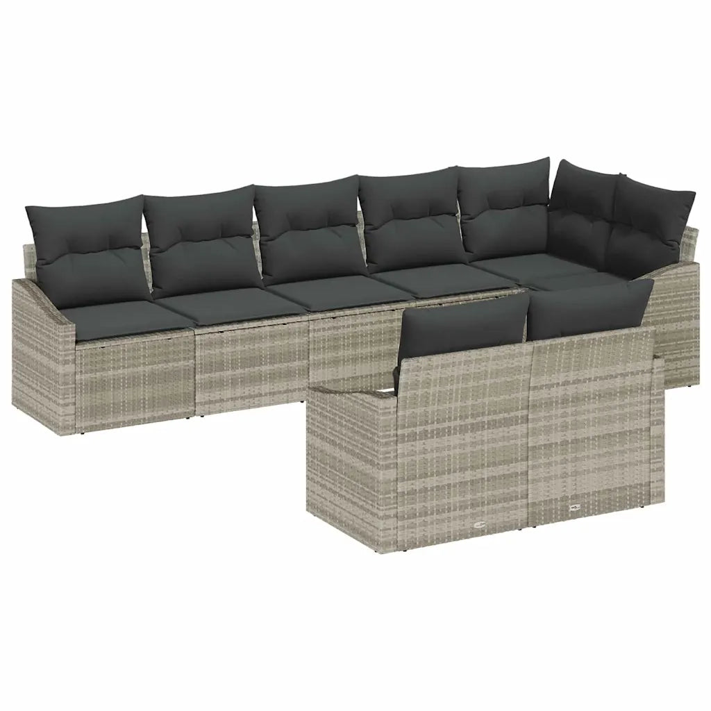 Set Divano da Giardino 8 pcs Grigio chiaro polyrattan 3355441