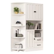 Libreria ad angolo con 3 ante 2 cassetti 6 vani aperti e ripiani regolabili per soggiorno in pannello truciolare 104 × 35 × 155 cm bianco