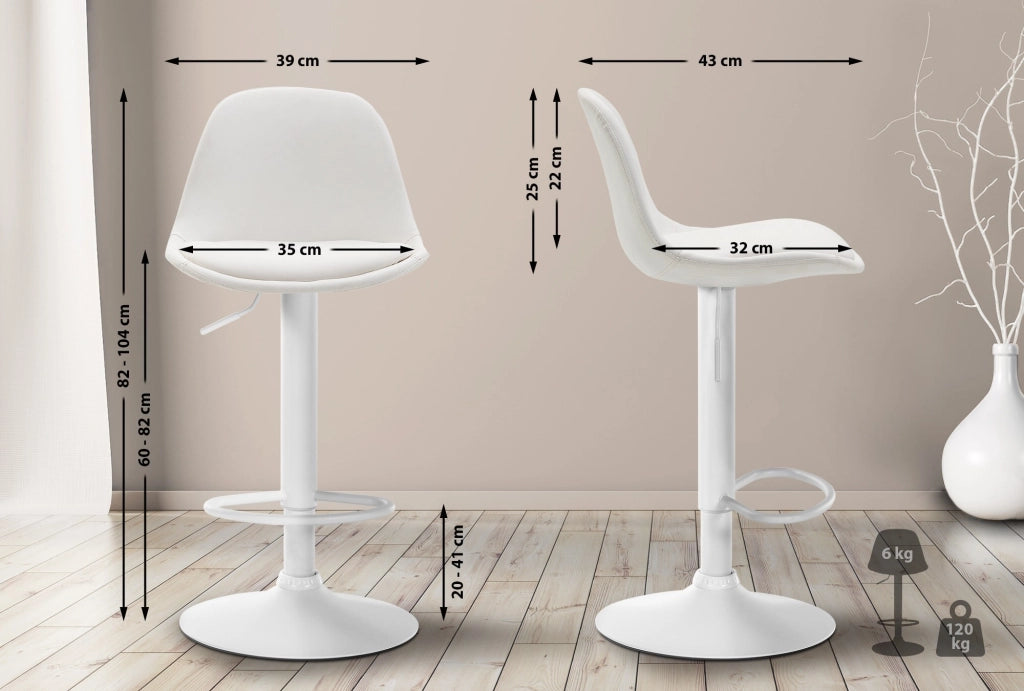 Sgabello di design KIEL in similpelle bianco,bianco