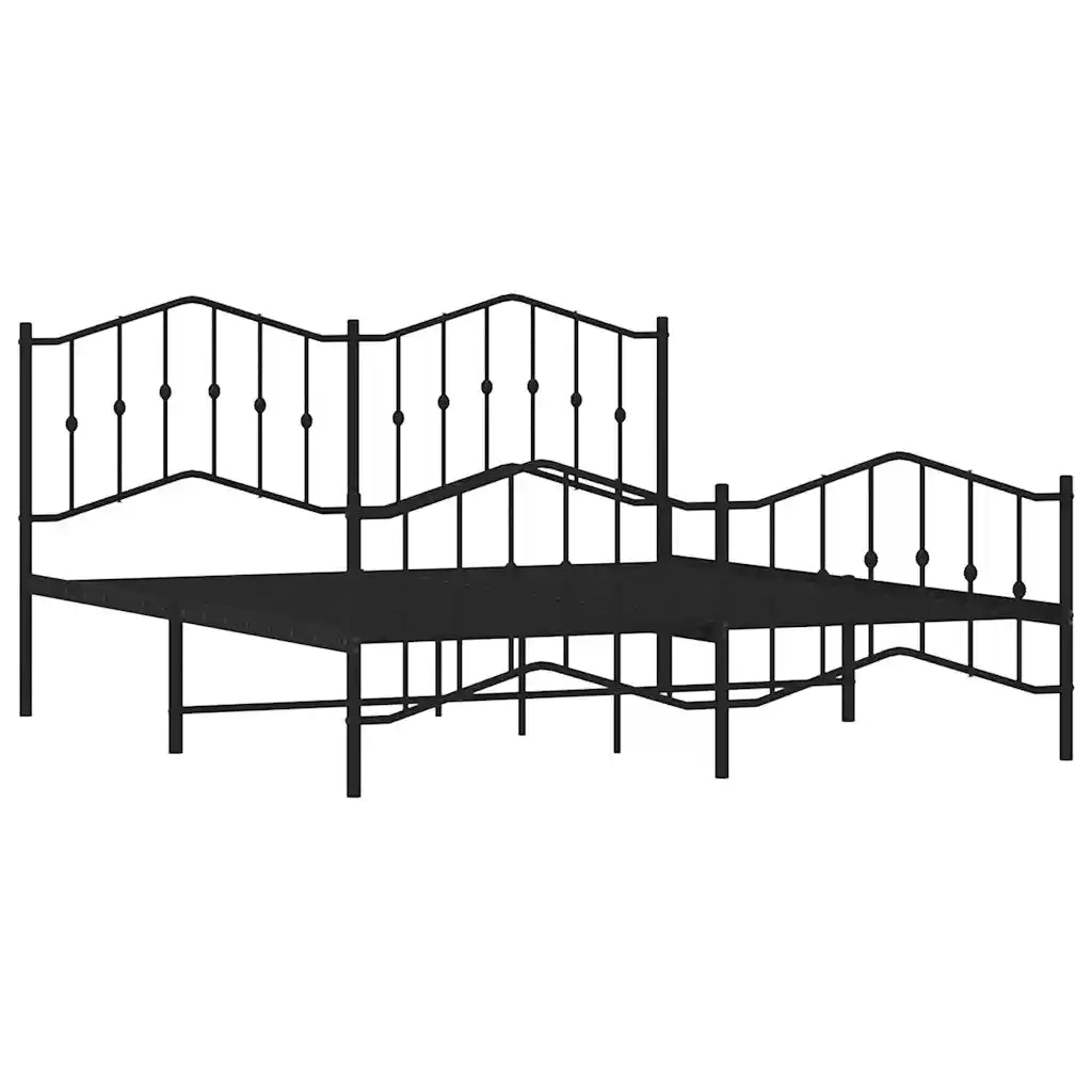 Giroletto con Testiera e Pediera Metallo Nero 183x213 cm 373812