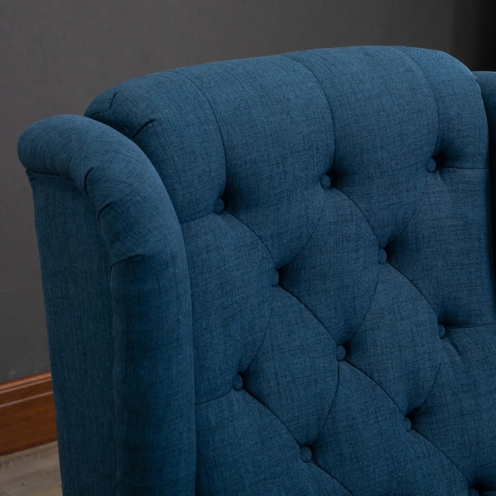 POLTRONA con schienale alto e bottoni 74 x 86 x 102 cm Poliestere Blu
