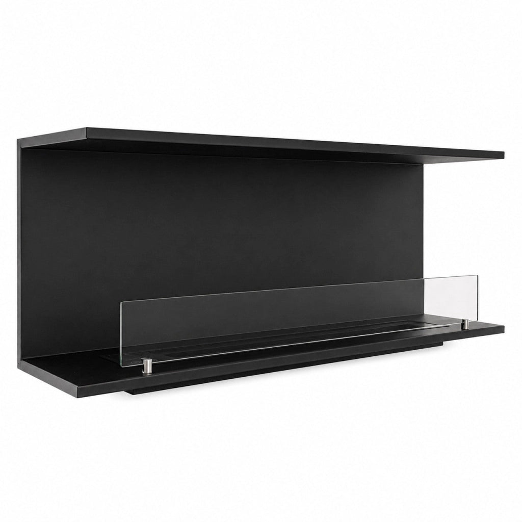 Camino a Bioetanolo da Incasso Trifacciale 120x30x50 cm Giove 3 Lati Aperti Struttura in Acciaio Nero