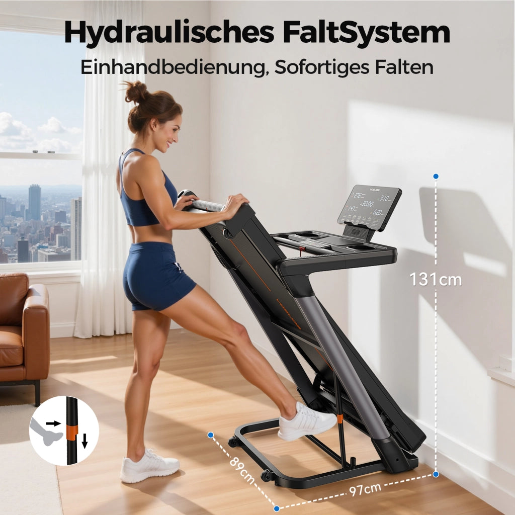 Tapis roulant pieghevole YOSUDA ¨C zephmum ¨C 1-14 km/h, 18% pendenza, 172 kg, HD-Display, Bluetooth