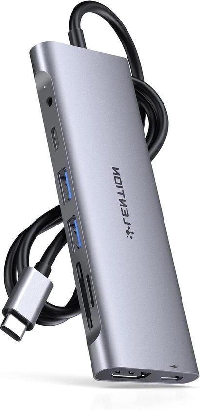 Hub USB C 8-in-1 con HDMI 4K 100W PD 3 porte USB 3.0 lettore di schede SD-TF cavo di collegamento 1M adattatore 3,5mm Aux - compatibile con MacBook Pro Air M2 M1 iPhone 15 Plus Pro Max Surface