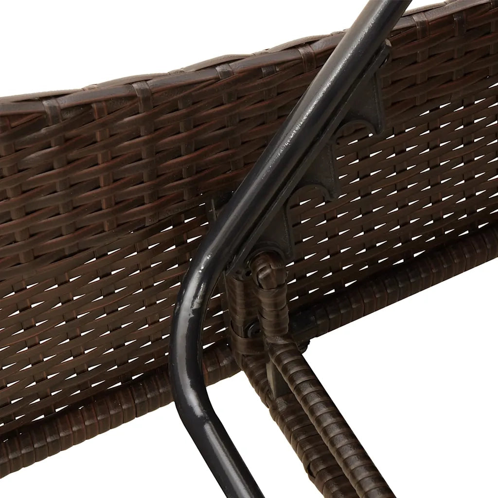 Lettino Prendisole con Cuscino Marrone 60x205x73 cm in Polyrattan 368285