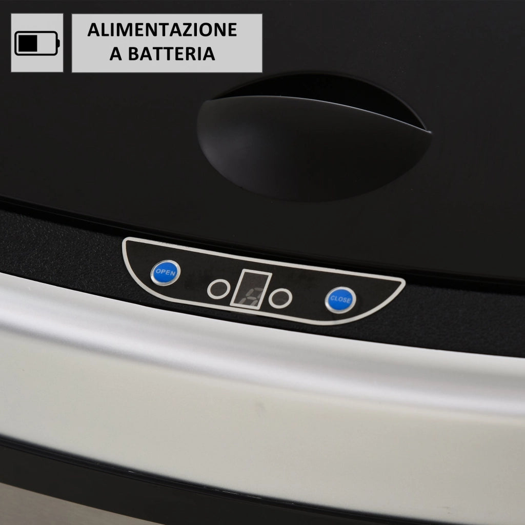Pattumiera ad Apertura Automatica in Acciaio Inox con Sensore 58 Litri