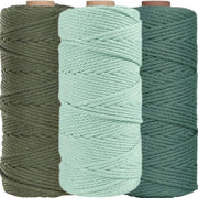 Set di corda macramé a 3 pezzi 100 m - Corda di cotone - Diametro 3 mm - Gonna naturale - Soffice/Duraturo - Ideale per decorazioni macramé - Corda di cotone