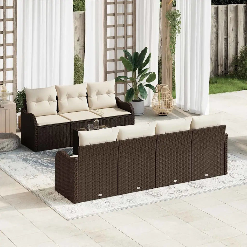 Set Divano da Giardino con cuscino 8 pcs Marrone e Crema 3354277