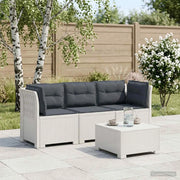 Divano da esterno-Divano da Giardino 3 posti con cuscini in look rattan PP Bianco 993405