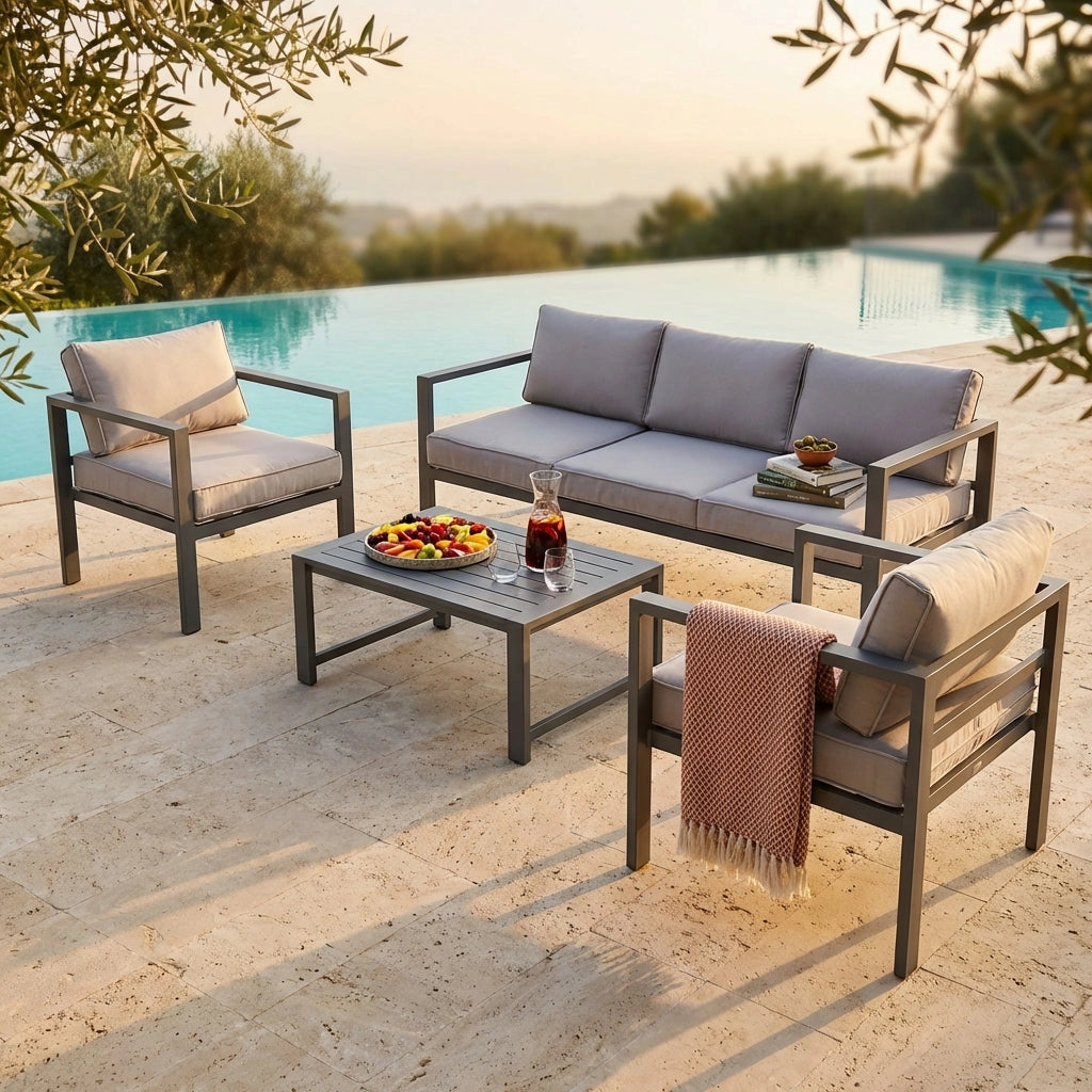 Salotto da Giardino 4 posti in Alluminio cm 184x70x64 - LEX