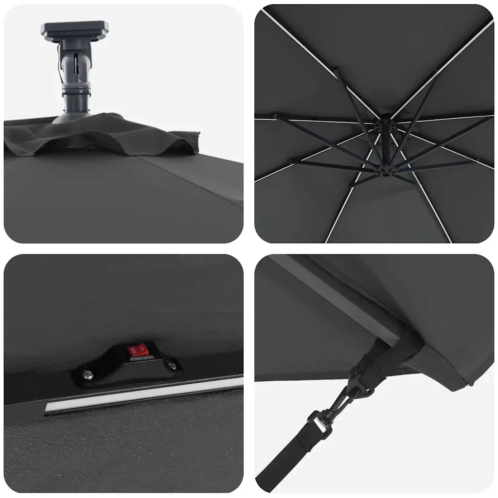 Ombrellone-Ombrello da giardino Antracite 294 x 294 x 248 cm Poliestere e Alluminio