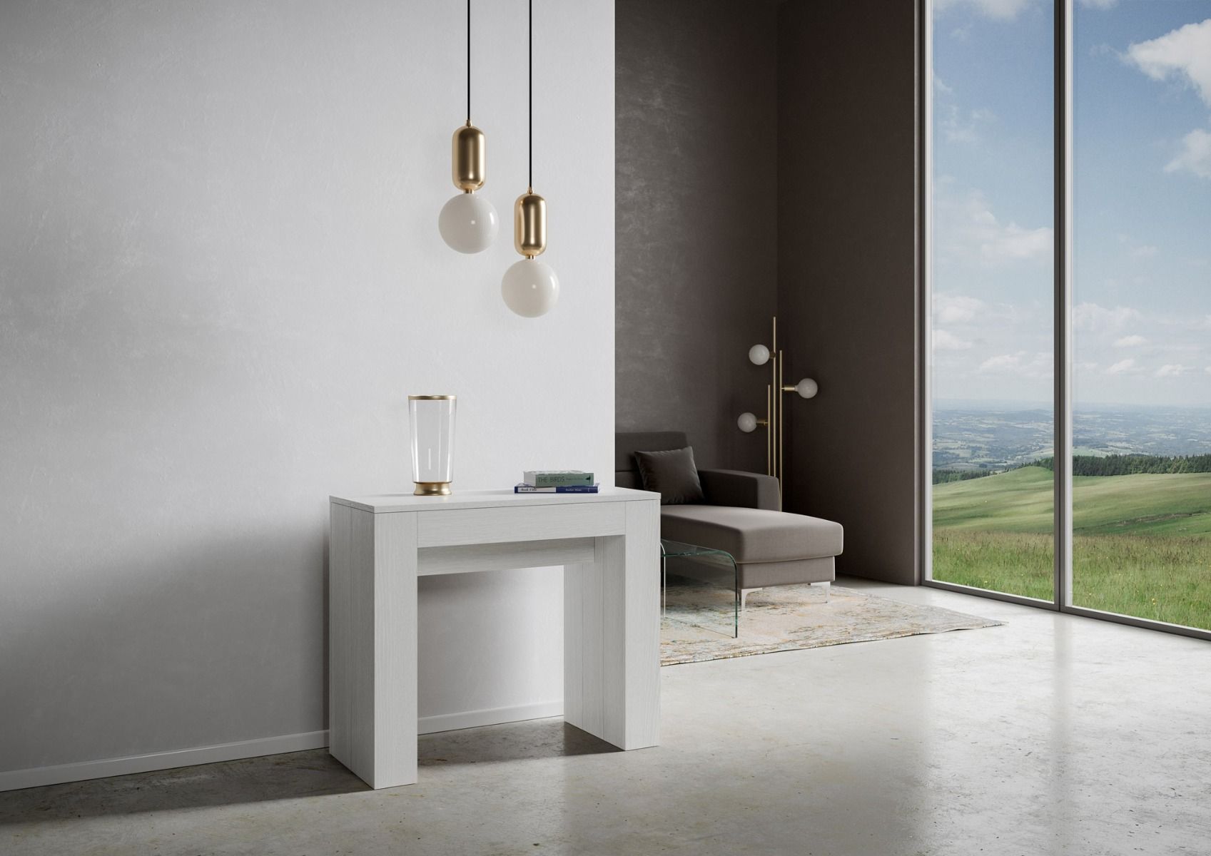 Consolle Allungabile 90-198x42x77 cm in Nobilitato Bianco