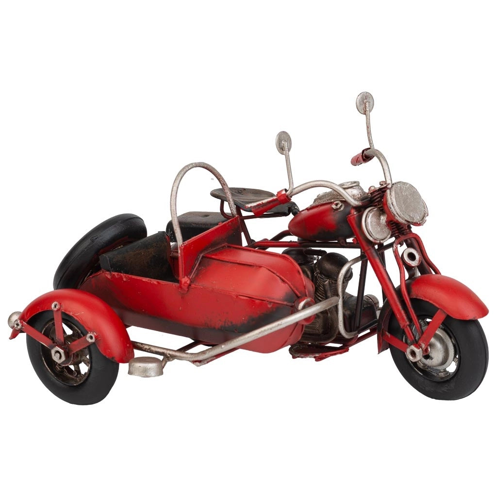 Sidecar in metallo rosso 19x13,5x11,5h