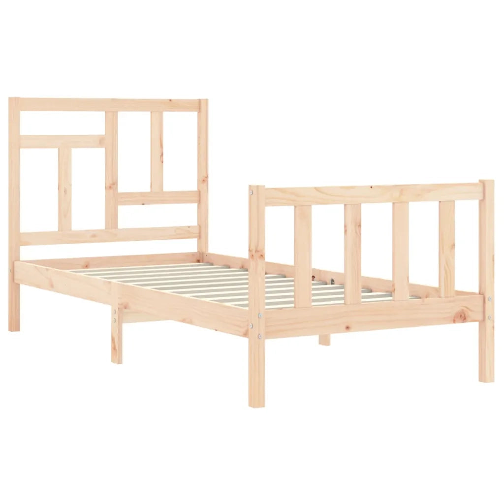 Giroletto con Testiera Single-Struttura Letto in Legno Massello 473363