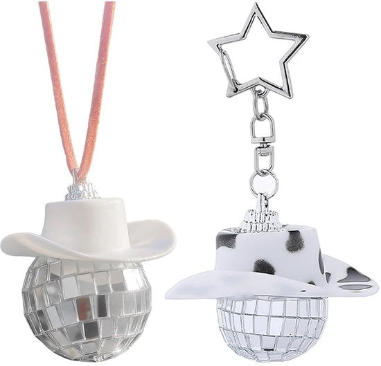 Accessori per l'auto Disco bal per Cowboy - Appoggio chiavi - Divertente hanger - Decorazione - Robusto vetro sferico - Argento 35 mm - Appoggio auto