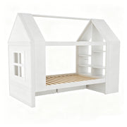 Letto a casetta letto singolo con 2 cassetti; LED; vano laterale e contenitore 90 × 200 cm; senza materasso