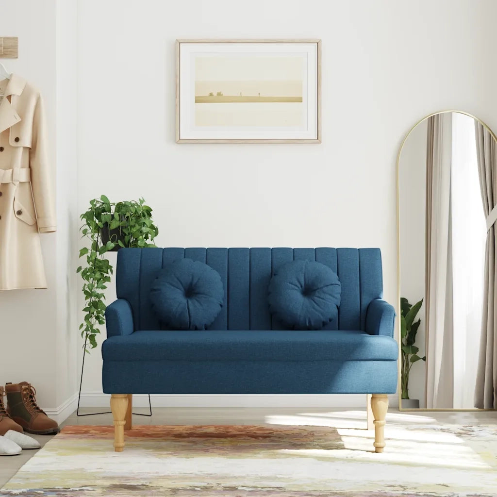 Panca con Cuscini Blu 113x64,5x75,5 cm in Tessuto CFW5082209