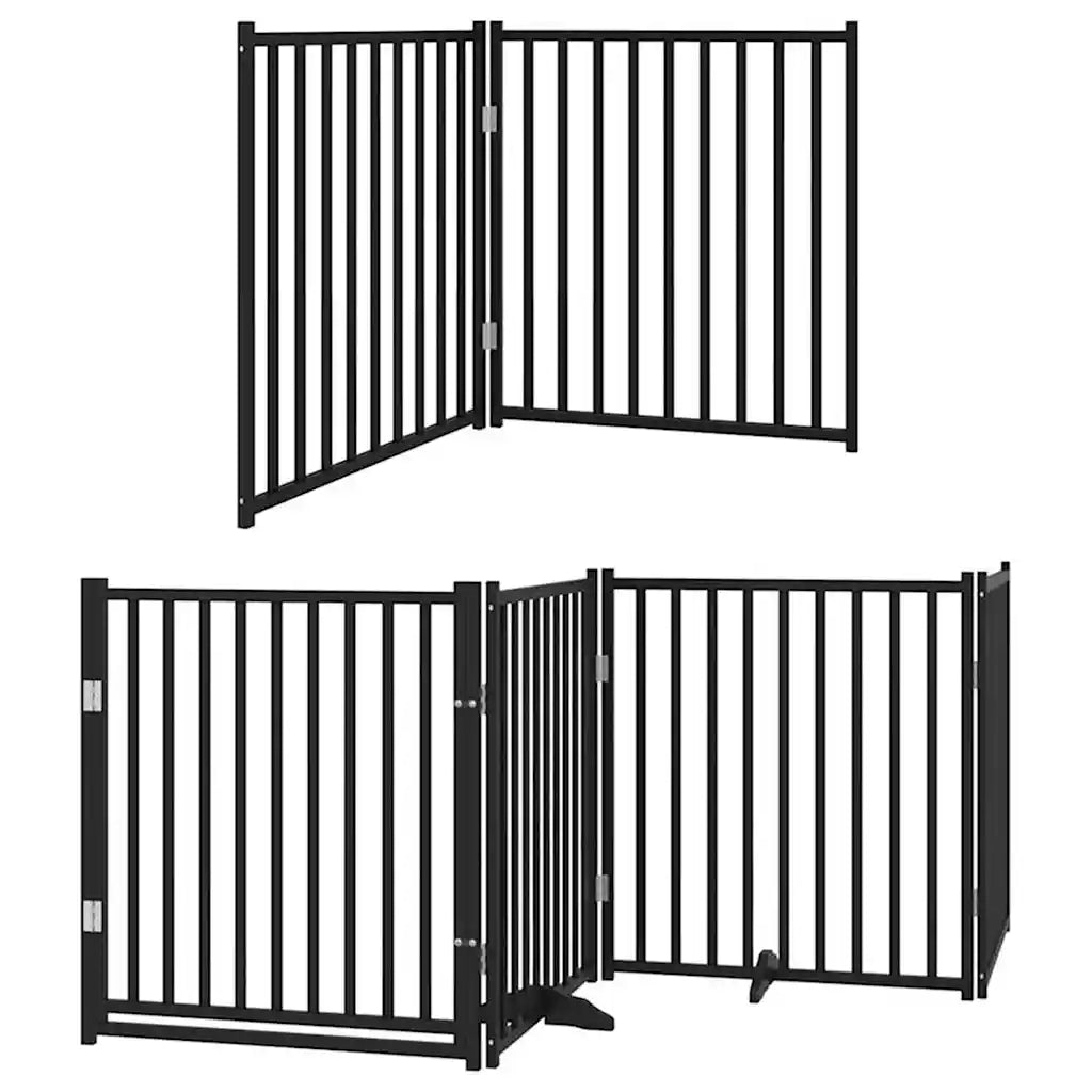vidaXL Cancello Cani Porta Pieghevole Nero 10 Pannelli 800 cm Pioppo