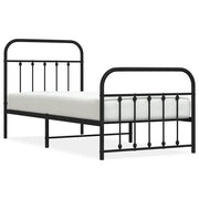 Letto singolo | Letto per adulti | Giroletto con Testiera e Pediera Metallo Nero 90x190 cm