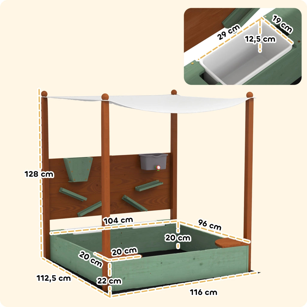 Casetta da Gioco con Sabbiera per Bambini ¨C zephmum ¨C 116x112.5x128 cm Verde Legno