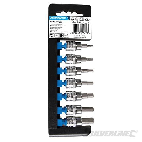 Set punte chiavi inserti 3/8" esagonali 3-10 mm per cacciavite Silverline