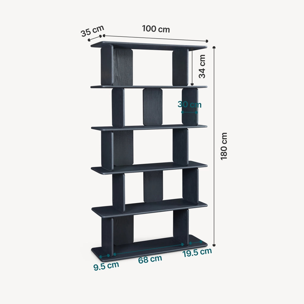 Libreria Gäljami con 5 Ripiani Aperti 180 x 100 x 35 cm - Nero [en.casa]