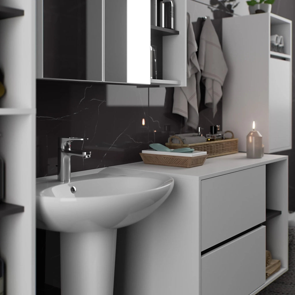 Set di mobili da bagno sospesi VAMI in Bianco con colore interno Grigio Grafite