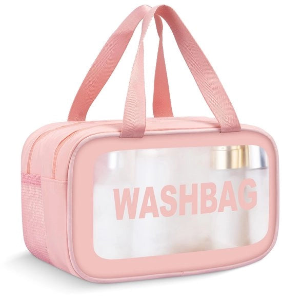 Borsa cosmetica trasparente, borse per donne, borse per uomini, borsa trasparente, borse, borse da viaggio, borse trasparenti per uomini, donne, bambini, famiglia (rosa, M)