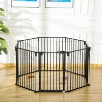 Cancelletto di Sicurezza per Cani Pieghevole a 8 Sezioni, Sistema di Blocco e Chiusura Automatica, Nero