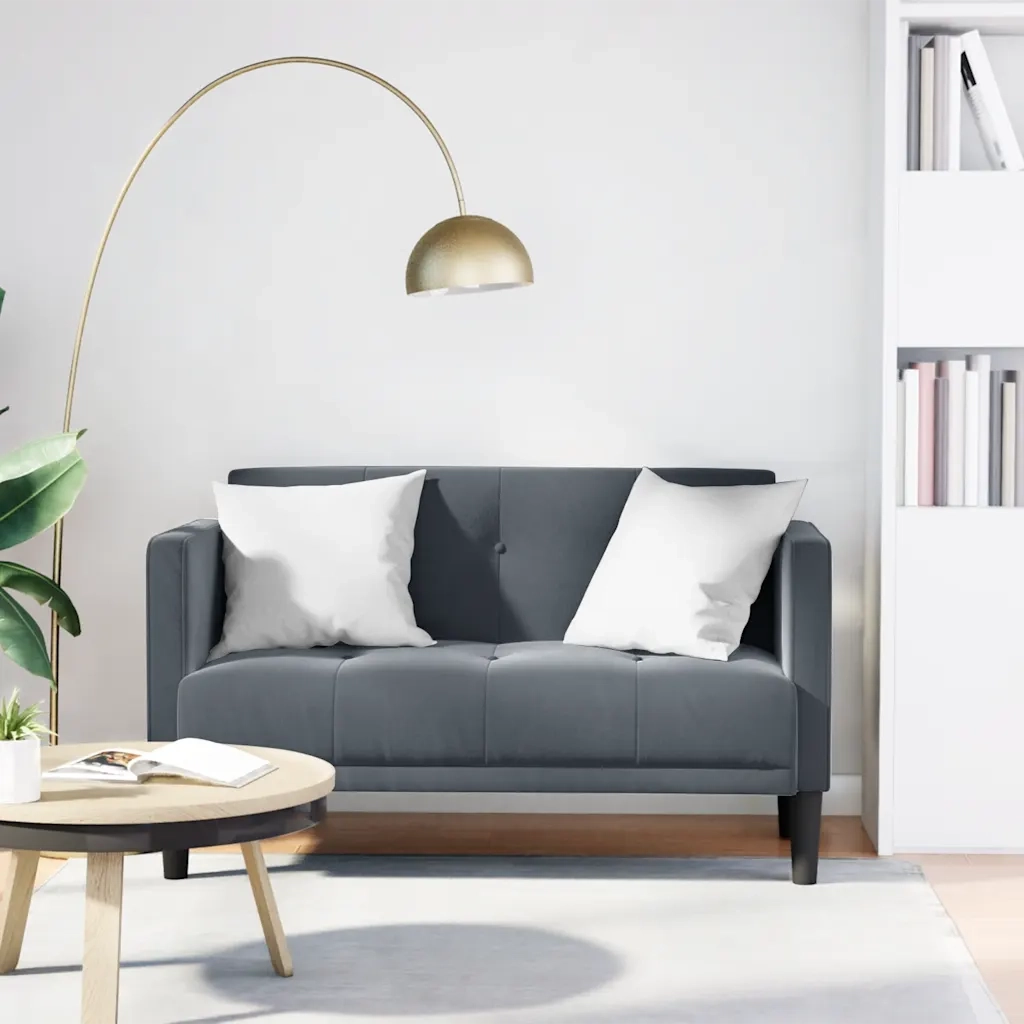 Divano | Divano da soggiorno | Sofa Divanetto Grigio Scuro 111 cm in Velluto