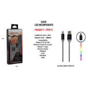 Trade Shop - Cavo Ricarica Led Incorporato Per Iphone Ipad Ipod 5volt-2000ma Maxtech F-ip015 -