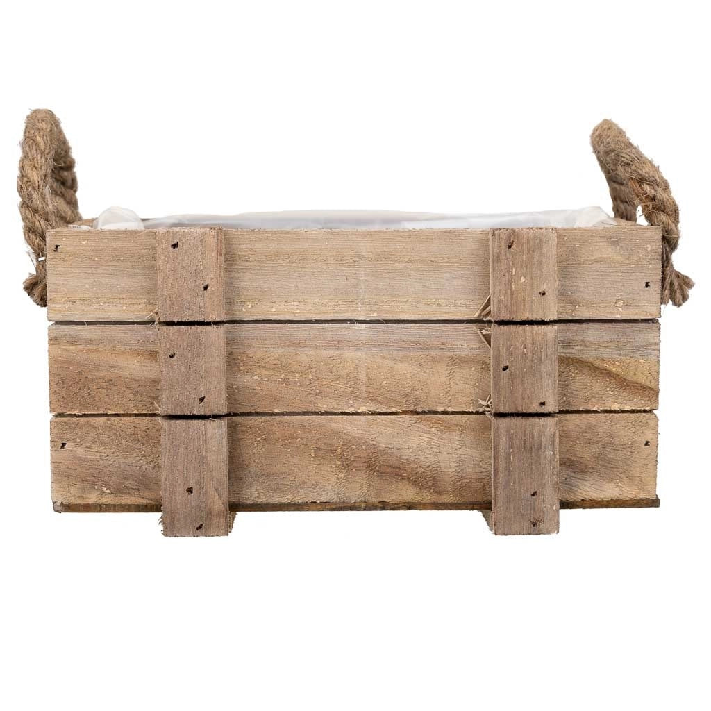 Cesto in legno con manici marroni 22x13x10,5h
