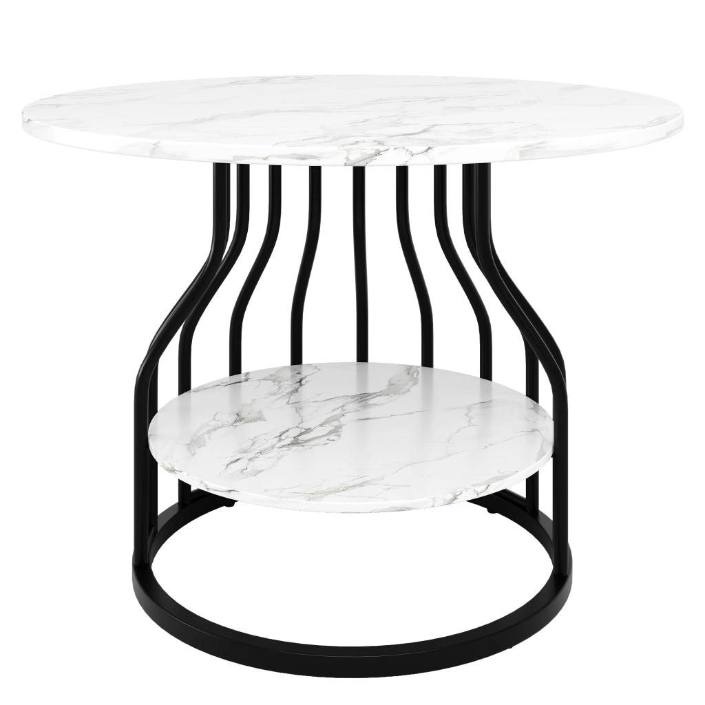 TAVOLO DA PRANZO ROTONDO 80 x 80 x 76 cm MDF Nero con vano inferiore