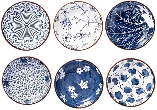 Decorazione da parete in ceramica staccabile - 10,2 cm - Blu/Bianco