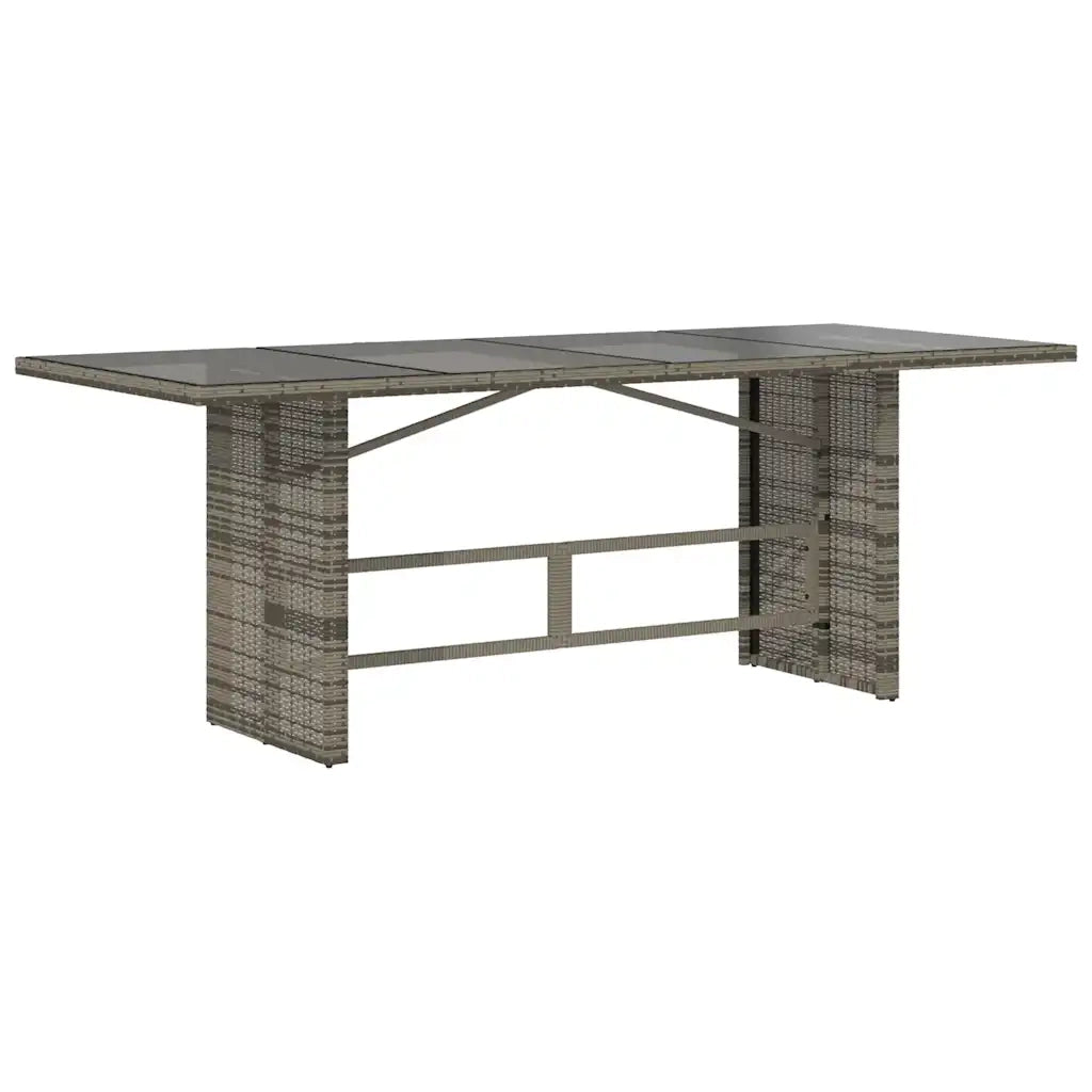 Tavolo da Giardino | Tavolino da esterno Piano in Vetro Grigio 190x80x75cm Polyrattan