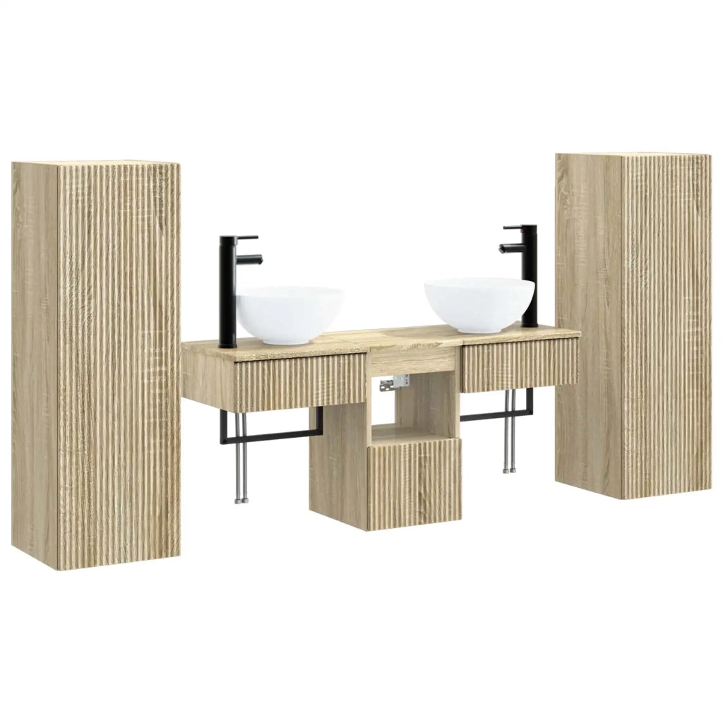 Set di mobili per il bagno 5 pz Rovere Sonoma 3405965