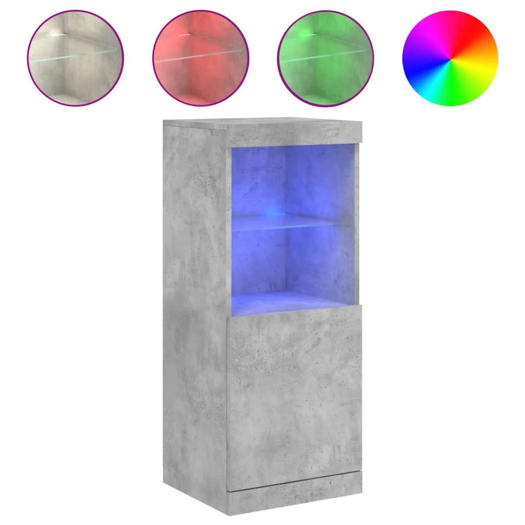 Credenza | Madia | Buffet da pranzo | Armadio da pranzo con Luci LED Grigio Cemento 41x37x100 cm
