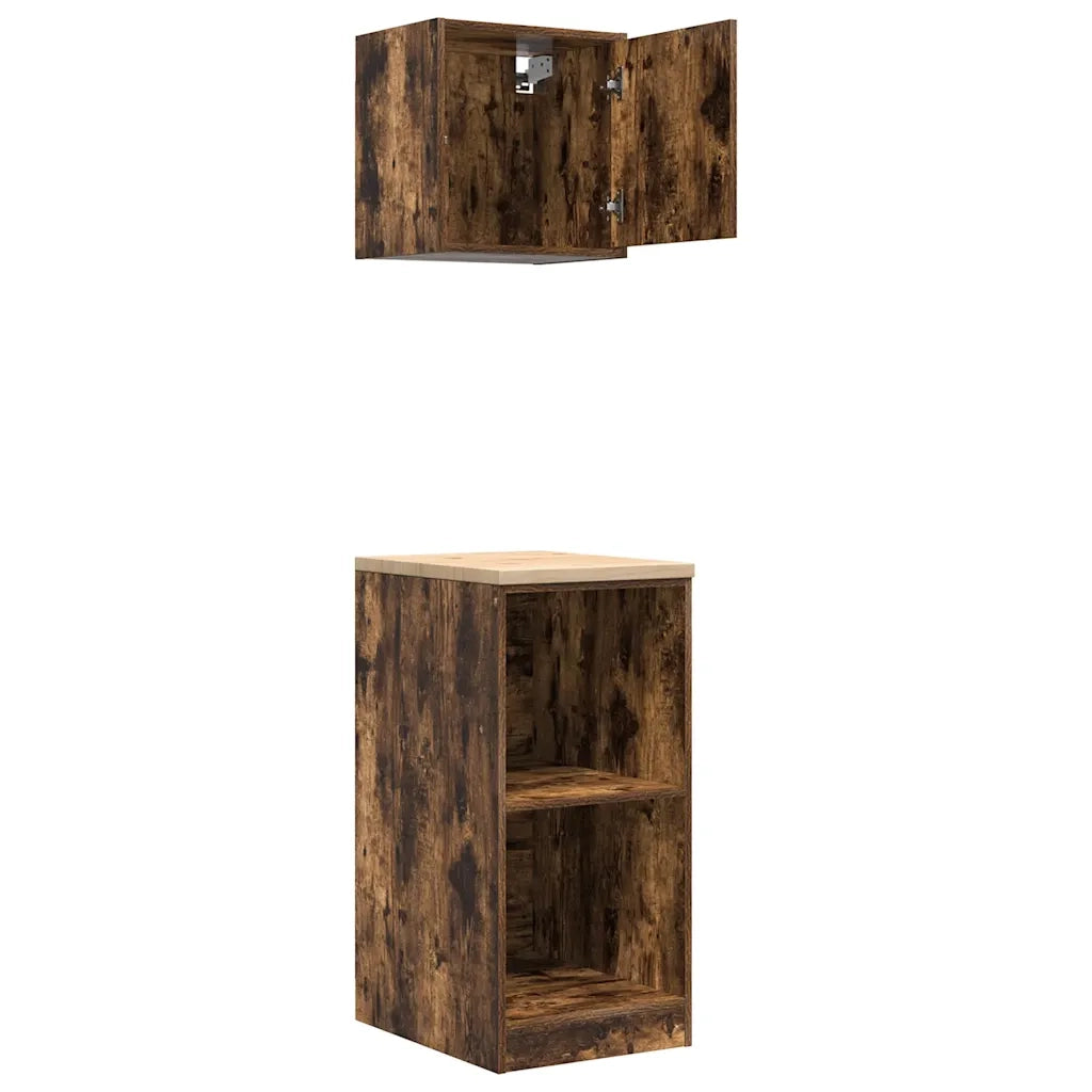 Armadi da Garage 2 pz Rovere Fumo in Legno Multistrato CFW6614996